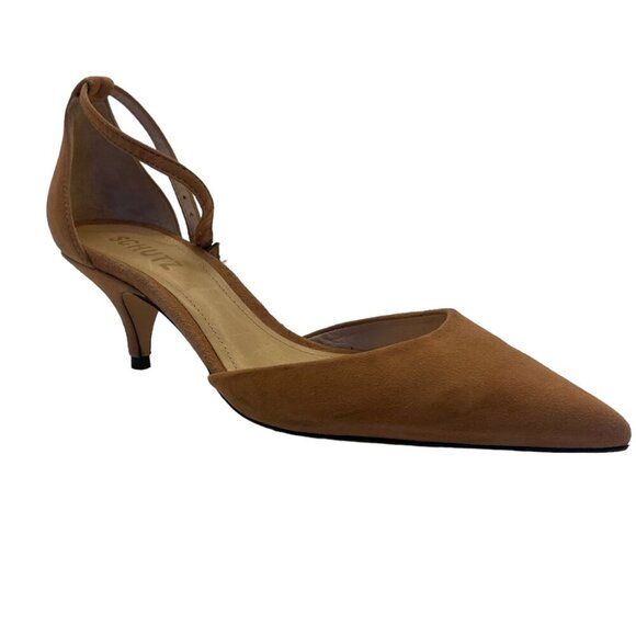 Schutz Kamilli Suede Pointed Toe Heels – Size 7 – Tan, Made in Brazil - Picture 1 of 14